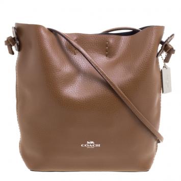 Pre Owned Coach Brown Leather Derby Crossbody Bag