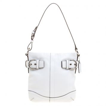 Pre Owned Coach White Leather Hobo