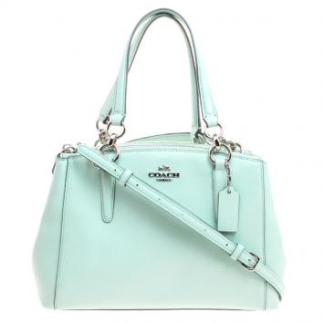 Pre Owned Coach Mint Green Leather Stanton Top Handle Bag