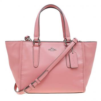 Pre Owned Coach Pink Leather Caryall Top Handle Bag