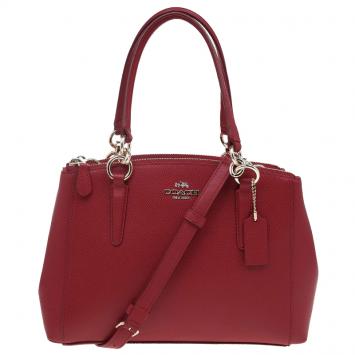 Pre Owned Coach Red Leather Stanton Top Handle Bag