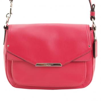 Pre Owned Coach Pink Leather Shoulder Bag