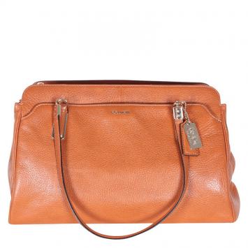 Pre Owned Coach Tan Pebbled Leather Satchel Bag