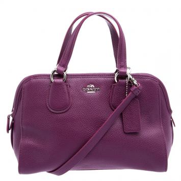 Pre Owned Coach Plum Grain Leather Mini Nolita Satchel