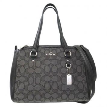 Pre Owned Coach Black Signature Canvas/Leather Stanton Carryall 26 Tote