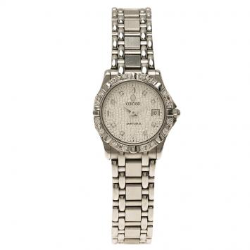 Pre Owned Concord Silver Stainless Steel Diamond Saratoga Women's Wristwatch 24MM