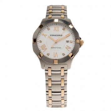 Pre Owned Concord White Stainless Steel Saratoga Women's Wristwatch 32MM