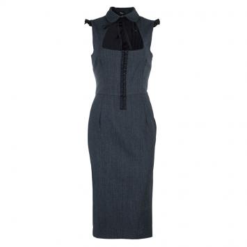 Pre Owned D&G Grey Peter Pan Collar Dress M