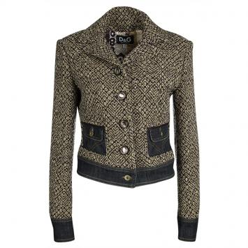Pre Owned D&G Multicolor Tweed and Denim Blazer M