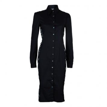 Pre Owned D and G Black Cotton and Lace Dress M