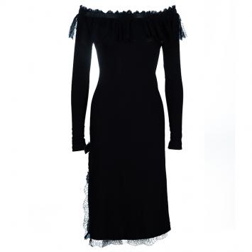 Pre Owned D and G Black Cotton and Lace Dress S