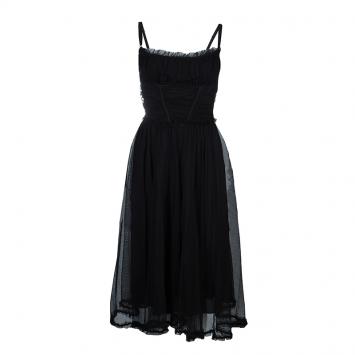 Pre Owned D&G Black Tulle Gathered Dress L