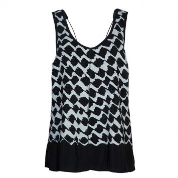 Pre Owned 10 Crosby Derek Lam Monochrome Crossover Strap Sleeveless Top M