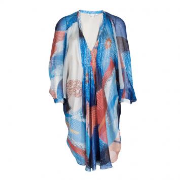 Pre Owned Diane Von Furstenberg Batik Land Print Fleurette Kaftan Dress L