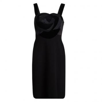 مملوكة مسبقًا Diane Von Furstenberg Black Floral Patchwork Detail Darling Dress S