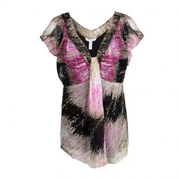 مملوكة مسبقًا Diane Von Furstenberg Multicolor Abstract Printed Silk Gabie Blouse L