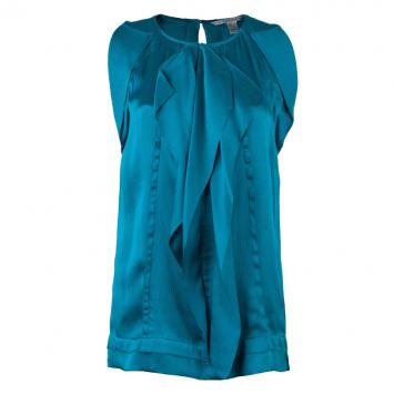 Pre Owned Diane Von Furstenberg Turquoise Silk Ayala Top S