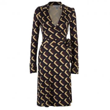 Pre Owned Diane von Furstenberg Vintage Geo Print Jeanne Wrap Dress S