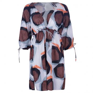 Pre Owned Diane von Furstenberg Helma Animal Print Kaftan Top M