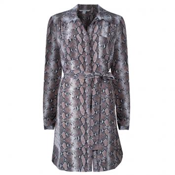 Pre Owned Diane von Furstenberg Brown Snake Print Silk Polly Dress L