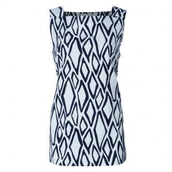 Pre Owned Diane von Furstenberg White Ikat Stamp Kenza Top L