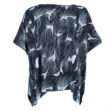 Pre Owned Diane von Furstenberg Monochrome Print New Hanky Top M/L
