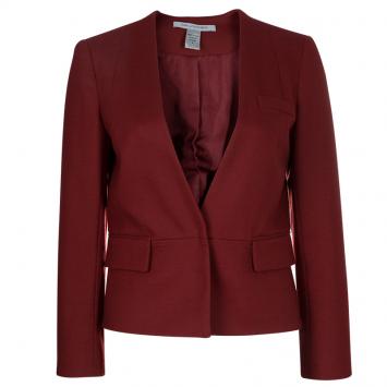 Pre Owned Diane von Furstenberg Red Tutor Wool Blazer S
