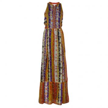 Pre Owned Diane Von Furstenberg Multicolor Print Embroidered Sleeveless Basmati Maxi Dress XL