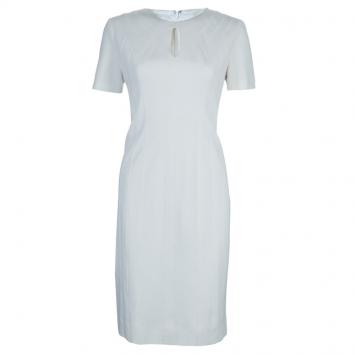 Pre Owned Diane Von Furstenberg White Short Sleeve Kader Dress L