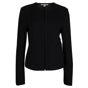 Pre Owned Diane Von Furstenberg Black Knit Zip Front Rover Jacket XL