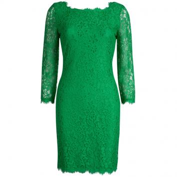 مملوكة مسبقًا Diane Von Furstenberg Green Zarita Lace Dress S
