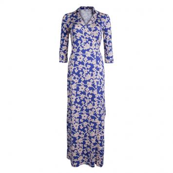 Pre Owned Diane von Furstenberg Blue Printed Silk Jersey Abigail Wrap Dress M