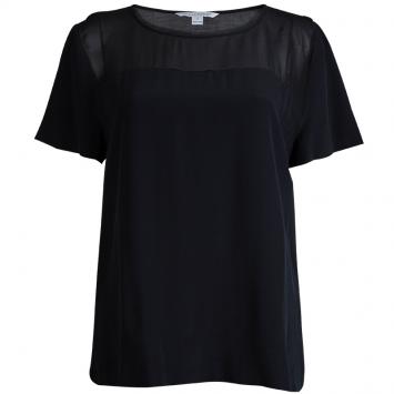 مملوكة مسبقًا Diane von Furstenberg Black Silk Angela Top XL