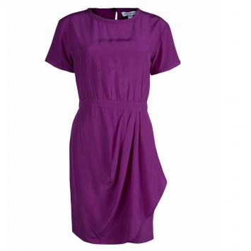 Pre Owned Diane Von Furstenberg Pink Silk Short Sleeve Eryn Dress S