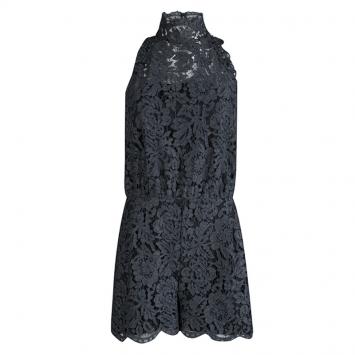 Pre Owned Diane von Furstenberg Grey Lace Sleeveless Jemmie Romper XS