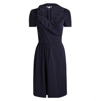 Pre Owned Diane Von Furstenberg Navy Blue Knit Bethania Short Sleeve Wrap Dress M