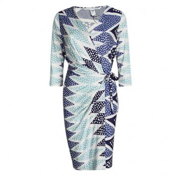 Pre Owned Diane Von Furstenberg Ornamentalist Diamonds Print Evrin Wrap Dress M