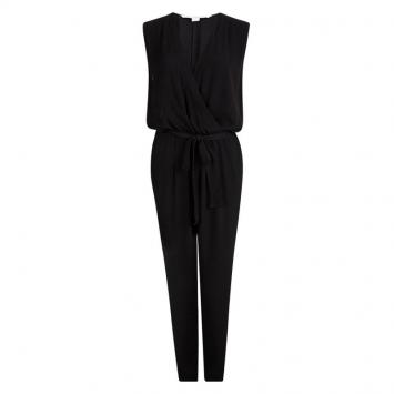 Pre Owned Diane Von Furstenberg Black Rawena Tie Detail Sleeveless Jumpsuit M
