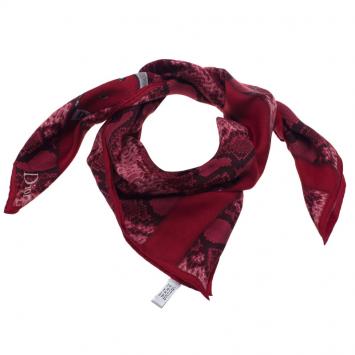 مملوكة مسبقًا Dior Pink and Red Printed Silk Square Scarf