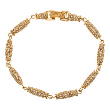 Pre Owned Dior Crystal Studded Gold Tone Bracelet Size 21cm
