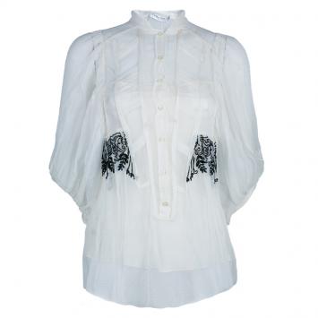 مملوكة مسبقًا Dior White Beaded Chiffon Top M