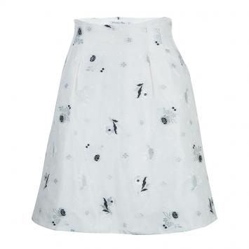 Pre Owned         Dior Cream Lurex Embroidered Silk Skirt S