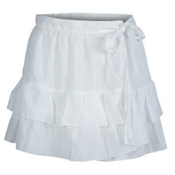 Pre Owned Dior White Cotton Voile Tiered Wraparound Mini Skirt M