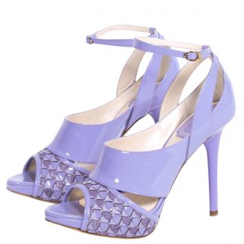 Pre Owned Dior Purple Patent Leather and Python Ankle Strap Pumps Size 37