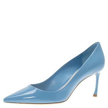 Pre Owned Dior Light Blue Patent Leather Pumps Size 37