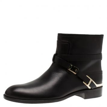 Pre Owned Dior Black Leather Ride Low Ankle Boots Size 39