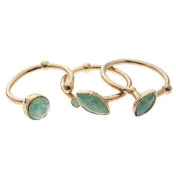 Pre Owned Dior Crystal Gold Tone Set of 3 Rings Size 52