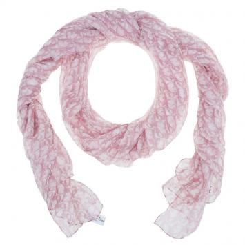 Pre Owned Dior Pink Silk Monogram Stole 
