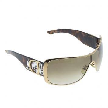 Pre Owned Dior Tortoise Frame Indinight 1 Shield Sunglasses