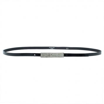 Pre Owned Dior Black Patent Leather Skinny Belt 85 CM